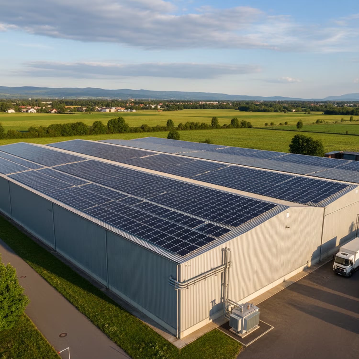 Impianto fotovoltaico su tetto industriale